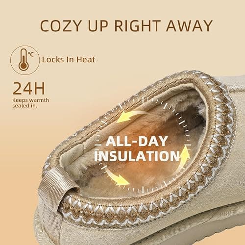 Meik Mangni Women's Slippers Genuine Suede Platform Mini Boots Mens Faux Fur Warm Lining Winter Mules Cozy Warm House Shoes Indoor and Outdoor thumbnail 3