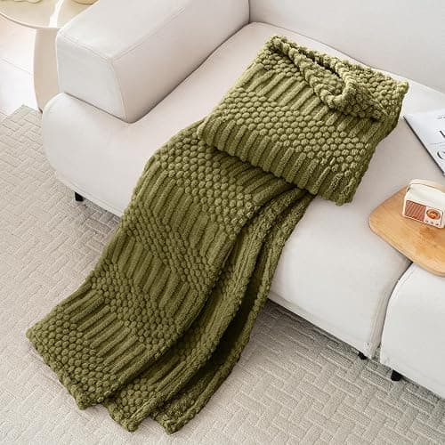 50x70 Inch Green Throw Blanket - Soft & Fluffy Fleece, Cute & Aesthetic, Perfect for Sofa, Couch, Chair, Bed, Living Room & Bedroom, All-Season Use, Plush & Cozy Decorative Blanket thumbnail 5
