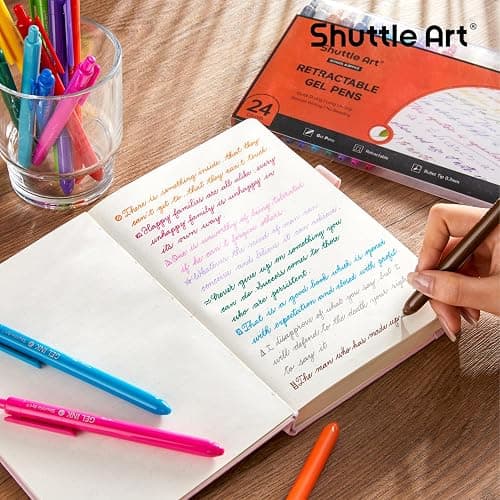 Shuttle Art Colored Retractable Gel Pens, 24 Bright Ink Colors, Cute Pens 0.7mm Fine Point Quick Drying for Writing Drawing Journaling Note Taking School Office Home thumbnail 2