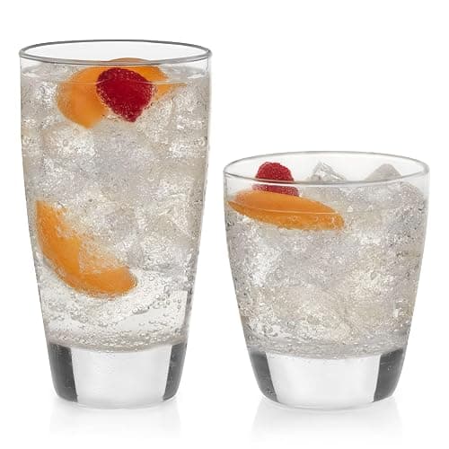 Libbey Classic Rocks and Glass Tumbler Set, Clear, Timeless 16 Piece Glassware Set, Elegant Dishwasher Safe Kitchen Glasses Set for Everyday Use - Image 1