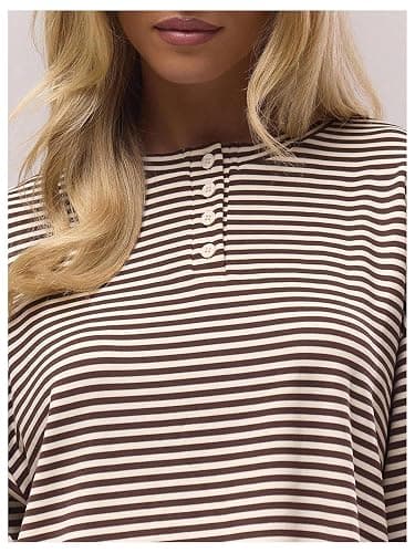 SOLY HUX Women's Striped Long Sleeve T Shirts Henley Tops Crew Neck Button Classic Tees Fall Clothes thumbnail 5