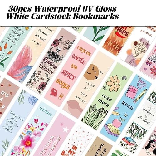 30 pcs Book Lover Paper Bookmarks Multipack Cardboard Book Mark for Physical Book, Positive Illustration Aesthetic Bookmark, Flower Dark Romance thumbnail 5