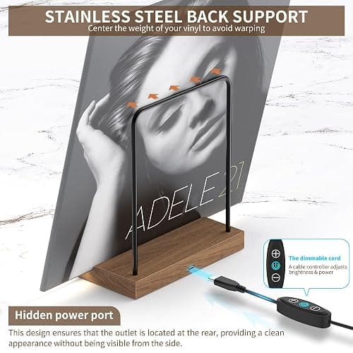 KORRTFID Now Playing Vinyl Record Stand, Illuminated Vinyl Record Stand, Warm White Light with Fingerprint Resistant Acrylic Letters thumbnail 4