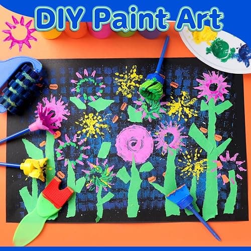 YGDZ Kids Paint Brushes, 12 Pack Washable Painting Brushes for Toddlers Kids Early Learning Toys Foam Roller Sponge Arts Crafts Gift thumbnail 6