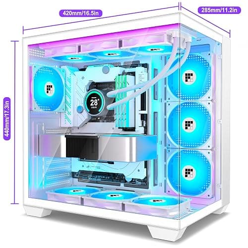 FOIFKIN F600 PC Case - Pre-Installed 7 PWM ARGB Fan, ATX Mid-Tower Gaming PC Case, 270° Panoramic Glass with Type-C, FOIFKIN (White, F600) thumbnail 10