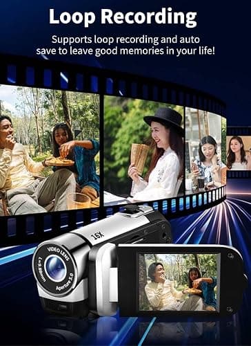 Diyeeni 1080P Digital Camera for Photography, 16MP Vlogging Camera 16X Digital Zoom Digital Camera with 2.4in 360° Flip Screen, Compact Travel Camera for Teens Adult Beginner Kids (Black) thumbnail 7