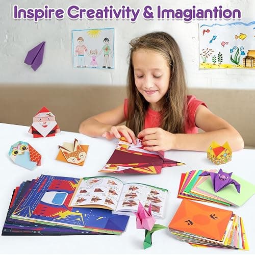 Mocoosy 320 Sheets Origami Kit for Kids 5-8 6-12, 85 Patterns Origami Paper with Video & Origami Book,Paper Art Craft Kit for Kids Activity Girls Gifts, Travel Game Toy for 5-12 Year Old Girl Boy Gift thumbnail 6
