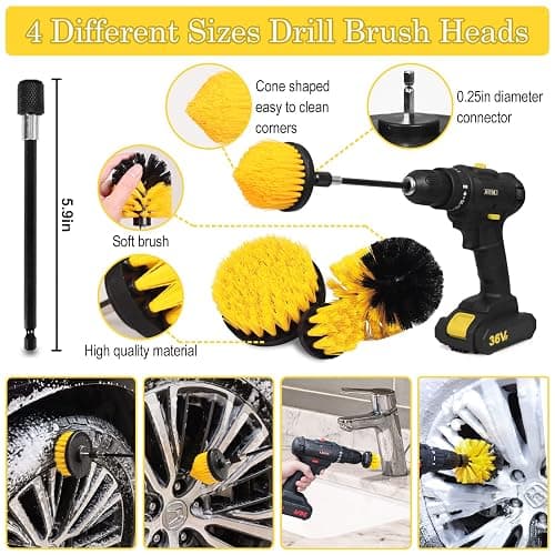 TTRCB 27Pcs Car Detailing Kit, Car Detailing Brush Set, Auto Detailing Drill Brush Set, Car Detailing Brushes, Car Wash Kit, Car Accessories, Car Cleaning Tools Kit for Interior, Exterior, Wheels thumbnail 4