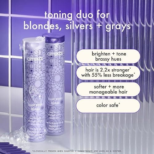 amika bust your brass cool blonde strength repair shampoo thumbnail 2