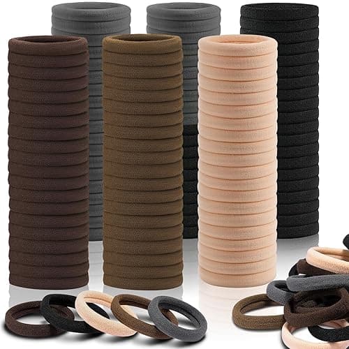 IKOCO 150PCS Hair Ties No Damage for Women, Ouchless Cotton Hair Ties for Thick Hair, Multicolor - Grey