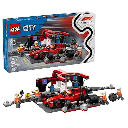 LEGO City F1 Pit Stop & Pit Crew with Ferrari Car Toy - Model Race Car Toy Building Playset for Kids, Boys and Girls, Ages 6+ - F1 Collectible for Fans - Gift Idea for Birthdays - 60443 - Image 1