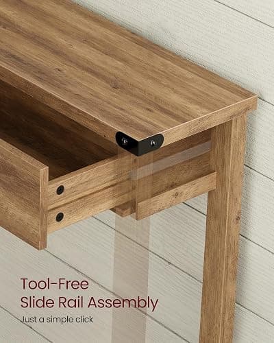 VASAGLE 47.2" Narrow Console Table with 3 Drawers and Open Storage Shelf | Long Sofa Table, 47.2 x 9.4 x 29.9 inchs, Entryway Furniture for Living Room, Honey Brown, LIRY Collection ULNT142KB02S thumbnail 5