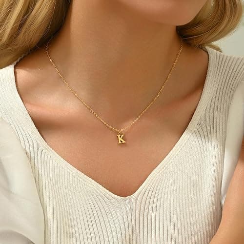 Havopso Dainty Gold Initial Necklaces for Women 18K Gold Plated Tiny Gold Letter Necklace Trendy Cute Personalized Monogram Name Necklace for Women Jewelry A-Z thumbnail 5