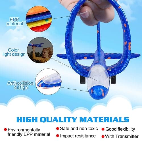 LJZJ 3 Pack Airplane Launcher Toys, 2 Flight Modes LED Foam Glider Catapult Plane, Outdoor Flying Toy for Kids, Birthday Gifts for Boy Girl 6+ Year Old, B-Day Party Supplies thumbnail 6