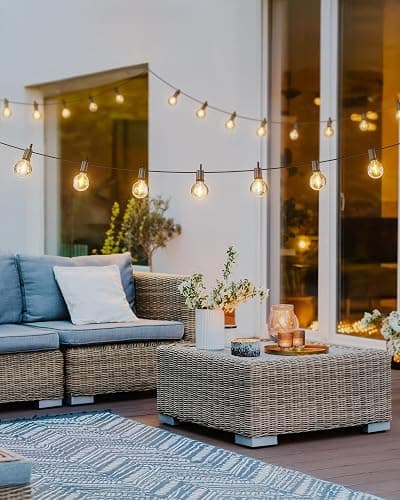 Brightown Outdoor String Lights 29 Feet G40 LED Patio Lights, Plug-in, 13 Plastic Edison Bulbs(1 Spare), Waterproof Connectable Hanging Light for Backyard Porch Balcony Party Decor, E12 Base, Black thumbnail 9