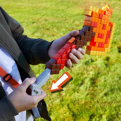 Nerf Minecraft Firebrand, Dart Blasting Axe, 6 Nerf Elite Foam Darts, Design Inspired by Minecraft Axe in The Game, Pull Down Priming, Minecraft Toys thumbnail 11