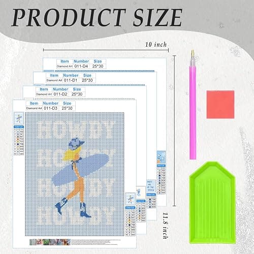 JWVK Western Coastal Cowgirl Beach Diamond Art Kits 4 Pack, Blue Ocean Howdy DIY Diamond Gem Painting Art Kits for Girls Kids Adults Beginners, Coastal Cowgirl Granddaughter Room Decor 10x11.8 Inch thumbnail 2