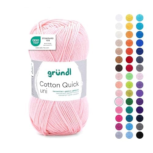 Gründl Wolle Cotton Quick uni - dünne Wolle zum Häkeln - Strickgarn - Häkelgarn - Glänzend und hautfreundlich - 100% Baumwolle - 1 Knäuel 50 g / 125 m - Nadelstärke 3-4 - Rosa - Image 1