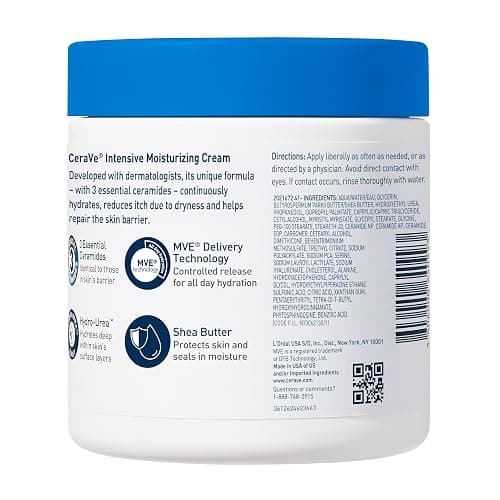 CeraVe Intensive Moisturizing Cream, Body Moisturizer With Shea Butter, 72H Hydration + Skin Barrier Repair, Fragrance-Free Body Lotion For Extremely Dry Skin, 19oz thumbnail 10