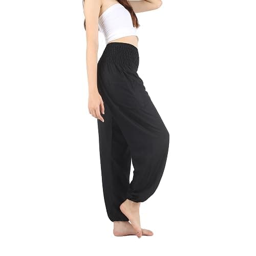 Boho Pants 2-Pocket Flowy High Waist Harem Pants Women for Yoga Travel Hippie Clothes - Image 1