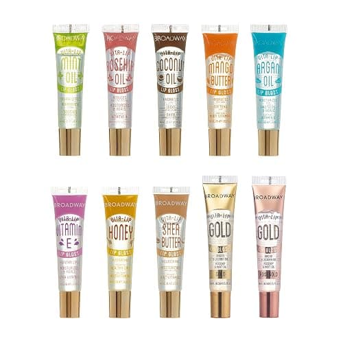 Ruby Kisses Broadway Vita-Lip Clear Lip Gloss (10 Pack), Ultra-Hydrating & Soothing Formula with Vitamins, High-Shine Non-Sticky Finish Lip Balm with Mint, Rosehip, Coconut, Mango, Argan, Honey, Shea - Image 1
