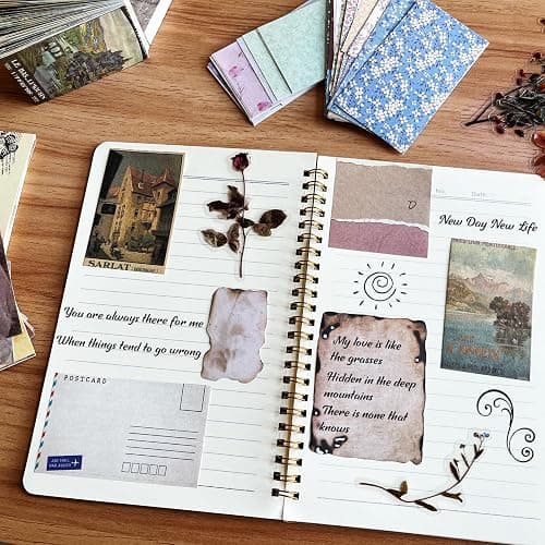 565 Pcs Vintage Scrapbook Paper Kit, Scrapbook Paper Supplies with Flowers Stickers, Journaling Decorative CraftPaper Set for Junk Journal, Retro Crafts thumbnail 2