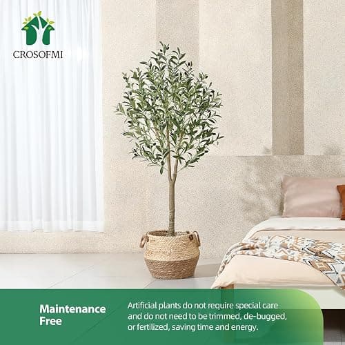 CROSOFMI Olivier Artificiel 150cm en Pot Fausse Plante Verte Décoration pour Intérieur Extérieur Maison Chambre Salon Balcon Cour Jardin thumbnail 7