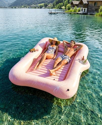 HeySplash Inflatable Tanning Pool Lounger Float, Suntan Tub for Adults, Blow Up Sunbathing Pool with Integrated Pillow and Cup Holder, Heavy Duty Tanning Bed for Backyard Lake Beach thumbnail 7