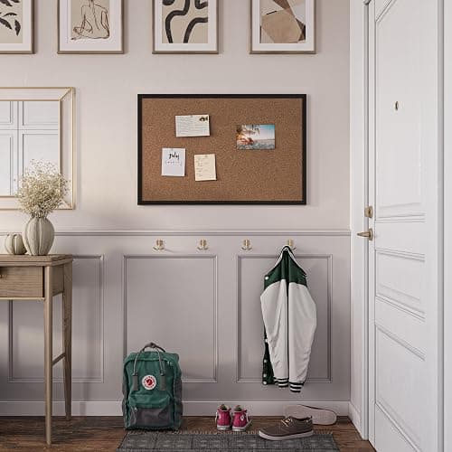 U Brands Cork Bulletin Board, 24'' x 36'', Black Wood Frame thumbnail 2