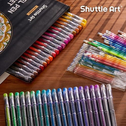 Shuttle Art 80 Pack Glitter Gel Pens, 40 Colors Glitter Gel Pens Set with 40 Refills for Adults Coloring Books Drawing Crafts Scrapbooking Journaling thumbnail 7