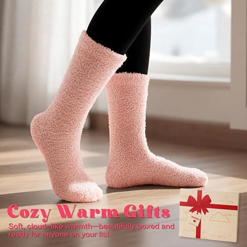 Inerney Fuzzy Socks for Women Men Gifts, Warm Cozy Fluffy Cloud Slipper Style, Comfy Winter Sleep Sock, Stocking Stuffer thumbnail 2