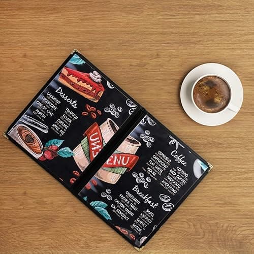 Nicunom 12 Pcak Restaurant Menu Covers, 8.5 X 11 Inch Menu Covers, 2 Page 4 View Transparent Menu Holders for Bar Cafe Restaurant, Double Stitched Edge thumbnail 8