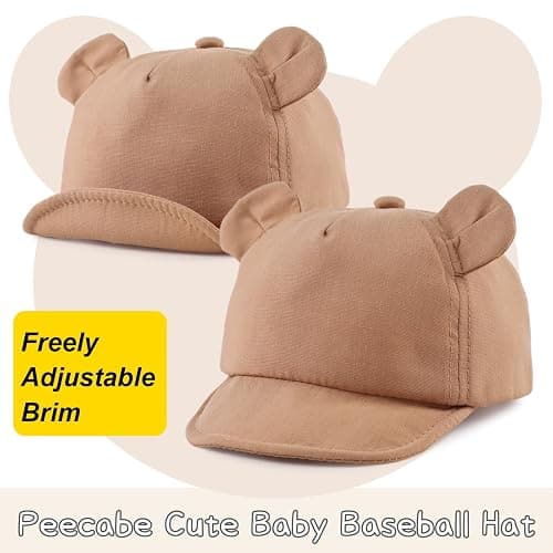 PEECABE Bear Ear Baby Baseball Hat Cotton Infant Toddler Sun Cap 3-18 Months Spring Summer thumbnail 3