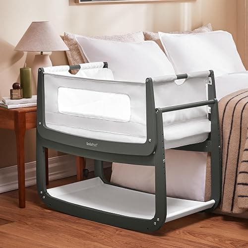 SnuzPod 4 Bedside Crib - Rocking Next to Me Crib with Lift off Bassinet, Lightweight Portable Baby Bed Cot with Zip-Down Wall 3D Breathable Mattress, 6 Height Settings and Comfort Incline Mode, Sage - Sage - Single thumbnail 4