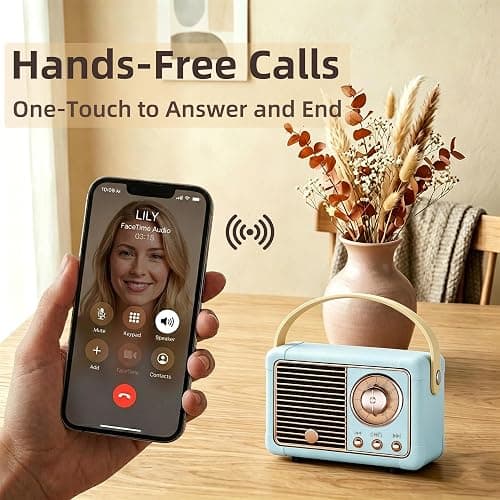 Baolira Retro Bluetooth Speaker, Vintage Decor, Gifts for Teen Girls Women | Small Portable Speaker, Wireless Speaker, HD Stereo Sound, Retro Decor for Home Bedroom Kitchen, Gifts for Teen Girls Women thumbnail 6