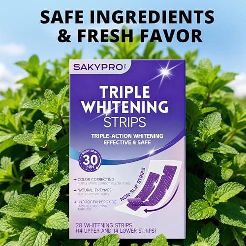 SAKYPRORAL Purple Whitening Strips, 90-Day Long-Lasting Results, Enamel Safe & Low-Sensitivity, Professional Teeth Whitening Strips with Non-Slip Dry Strip Technology (28 Count (Pack of 1)) thumbnail 8