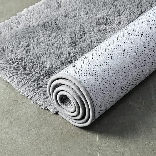 Andecor Soft Fluffy Bedroom Rugs, 4 x 6 Feet Indoor Shaggy Plush Area Rug for Boys Girls Kids Baby College Dorm Living Room Home Decor Floor Carpet, Grey - 4' x 6' (Rectangular) - Grey thumbnail 9