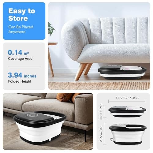 KNQZE Collapsible Foot Spa Bath with Heat, Remote Control, Temperature Control, Bubbles, Pumice Stone, Red Light, Timer, 16 Massage Roller Pedicure Foot Spa Foot Soaker for Soothe & Relax Tired Feet thumbnail 8