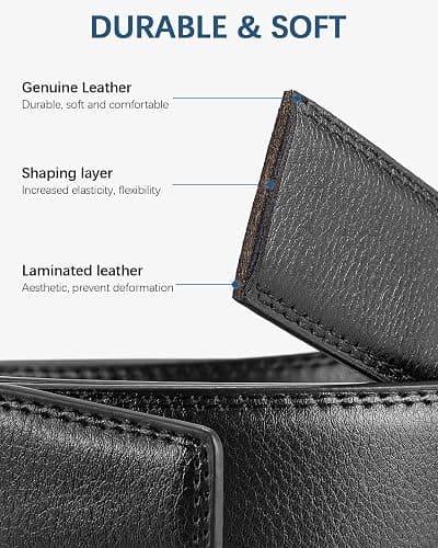 BOSTANTEN Mens Belt Leather Ratchet Belt For Men Dress and Casual with Adjustable Buckle, Trim to Fit thumbnail 5