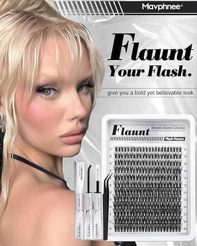 Flaunt Lash Clusters Kit Wispy Cluster Eyelash Extensions Kit CD-Curly Natural Individual Lashes DIY Lash Extension Kit 132Pcs Flora Cluster Lashes with Bond and Seal and Tweezers by Mavphnee (8-18MM) thumbnail 5