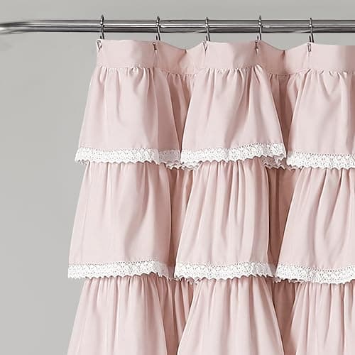 Lush Decor Lace Ruffle Shower Curtain Single 72" W x 72" L Blush - Pink Shower Curtains for Bathroom - Ruffle Bathroom Curtain - Coquette Bathroom Decor thumbnail 3