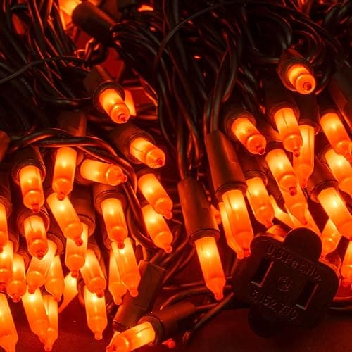 Dazzle Bright Orange Halloween Mini Lights, 20FT 100 Count Waterproof Incandescent Lights Plug in, Connectable Halloween Decorations for Indoor Outdoor Party Yard thumbnail 6