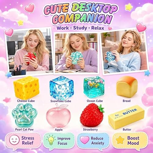 8 PCS Squishy Fun Box Toys Set Cute Taba Slow Return Squishy | Butter, Cheese, Strawberry, Apple Ice Squishys Fidget Toys Stress Relief Hand Relax Desk Decor Party Favor Gifts for Adult thumbnail 5