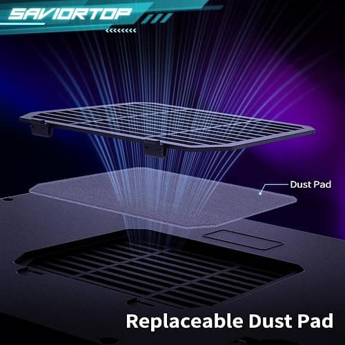 Brook Saviortop Gaming Laptop Cooler, IC Core Cooling Pad with Advanced Turbo Fan, Fast Cooling for Laptops 10-19in, Adjustable Speed, Touch Control, USB-C & USB-A Ports, Compact & Portable Design thumbnail 6