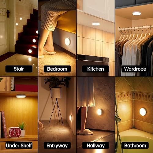 Homelist Motion Sensor Lights Indoor with Remote Control, 6 Pack Wireless Rechargeable Night Light LED Stick on Wall Light, Battery Operated Stair Kitchen Cupboard Under Cabinet Puck Light thumbnail 2
