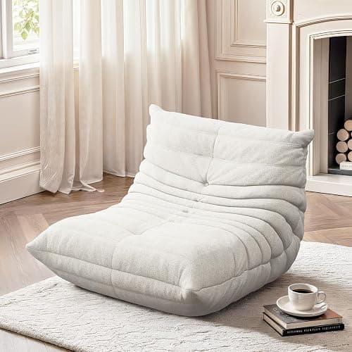 Bean Bag Chair for Adults, Fireside Togo Chair, BeanBag Chairs for Teens with High-Resilience Memory Foam, Non-Slip Base Compressed Floor Lounge Sofa for Living Room, Bedroom, White thumbnail 3