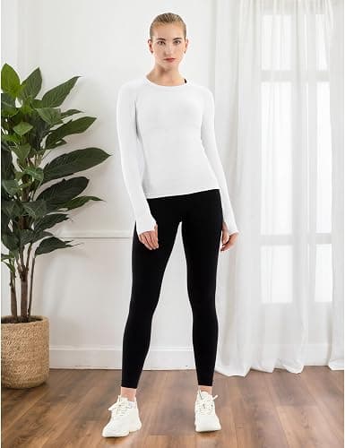 MathCat Seamless Workout Shirts for Women Long Sleeve Yoga Tops Sports Running Shirt Breathable Athletic Top Slim Fit thumbnail 3