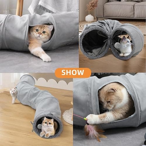 TSEB4TEP Cat Tunnel, Indoor Cat Toy, Roller Track Cat Toy, Collapsible S-Shaped Play Tube, 10.5 Inch Diameter Maze Cats House for Cats, Puppies, Rabbits, Ferrets Set thumbnail 8