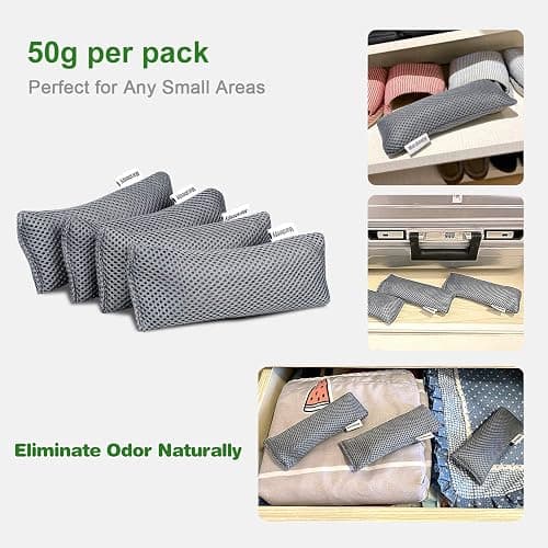 6 Pack Activated Charcoal Shoe Odor Eliminator, Shoe Deodorizer insert Bag | 100% Natural Shoes Smell Remover，eliminates odor naturally,can be reused up to two years thumbnail 2