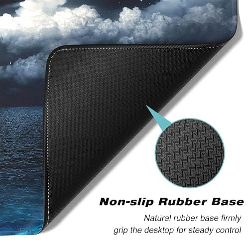 Atufsuat Extended Large Mouse Pad, XXL Gaming Desk Pad 31.5 x 15.7 Inch, Big Computer Keyboard Mousepad, Waterproof Mouse Mat with Stitched Edges and Non-Slip Base for Office Gaming, Moon Ocean thumbnail 4
